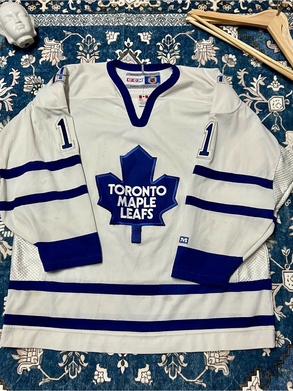 CCM Toronto Maple Leafs White and Blue Hockey Jersey